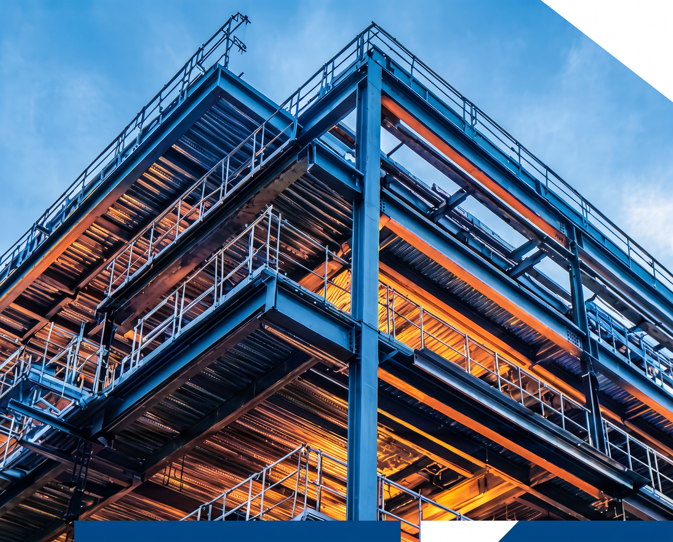 Structural steel framing on a metal building project